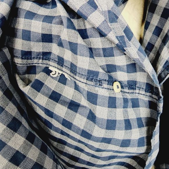 Abercrombie & Fitch XL Blue Plaid Muscle Button Down Collared Shirt - Picture 7 of 7